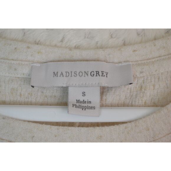 Madison Grey Women's Small Cream Linen Blend Side Tie Short Sleeve Top - Picture 4 of 12